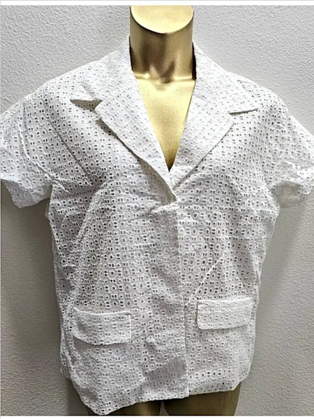 Coldwater Creek White Eyelet Blazer jacket size 16 NWOTS